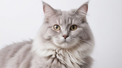 Obraz premium Portrait of Lilac british longhair cat on grey background