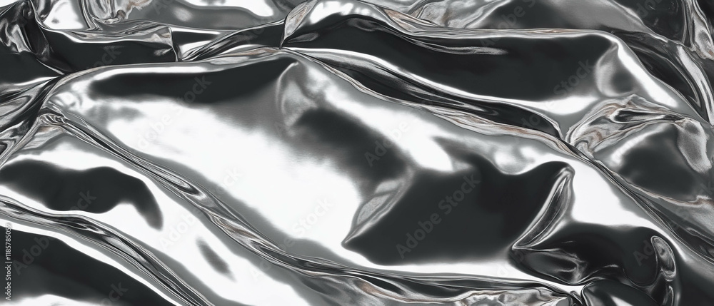 Poster Seamless pattern texture of shiny liquid mercury with a metallic finish