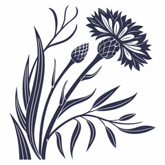 Creative Black and white flower s icon with  vector illustration