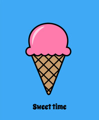 Sweet time text and ice cream