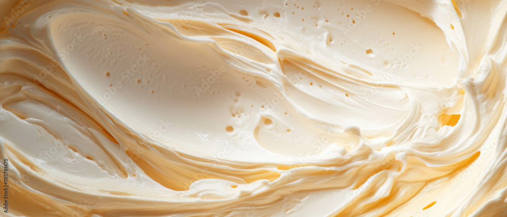 Poster thick cream with swirling texture showcases smooth dairy richness in a delicate pattern