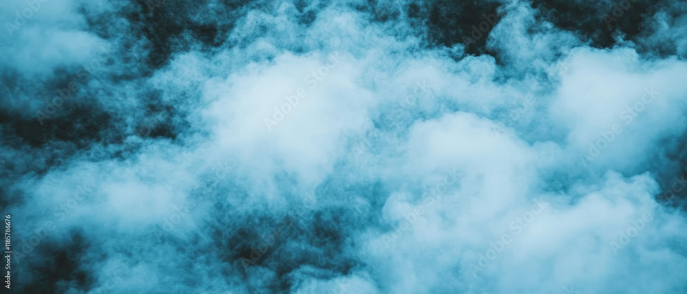 Aufkleber thick fog swirls mysteriously in an atmospheric landscape of shadows and soft textures