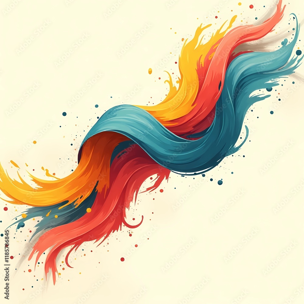 Poster abstract wavy colorful ribbon line design unique is versatile for graphics, invitations, presentatio