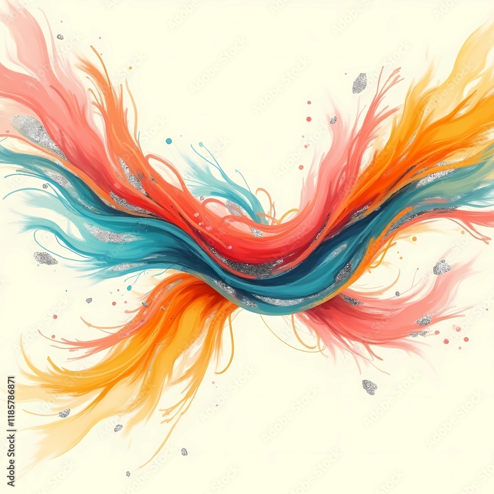 Poster abstract wavy colorful ribbon line design unique is versatile for graphics, invitations, presentatio