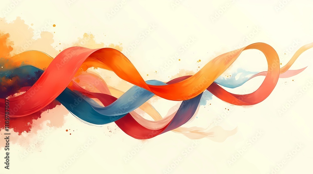 Poster abstract wavy colorful ribbon line design unique is versatile for graphics, invitations, presentatio