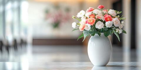 Luxury Floral Arrangement Stunning Pink and White Roses in a Vase. 