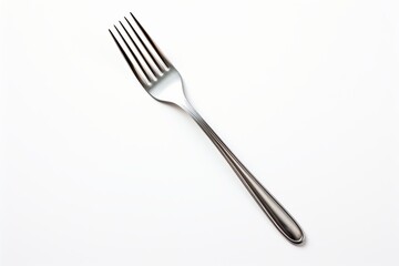 Elegant stainless steel fork isolated on a clean white background. Generative AI