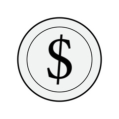 Dollar coin vector icon on a white background