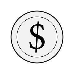 Dollar coin vector icon on a white background
