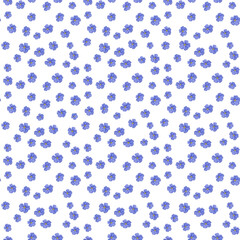 Seamless blue floral pattern on a white background for design and decoration