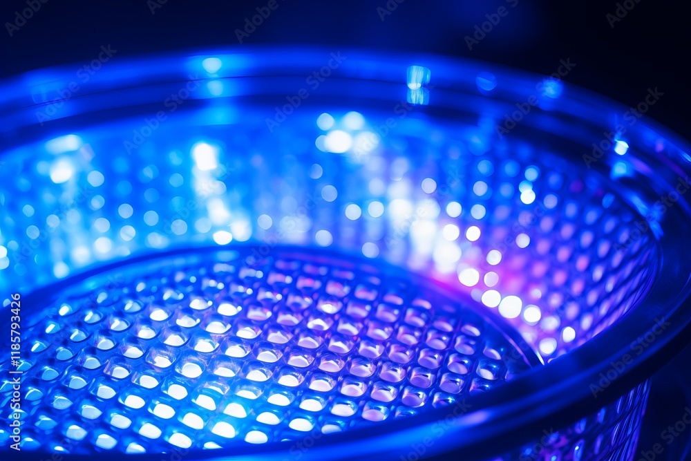 Poster mesmerizing display of blue light reflecting off a textured surface. generative ai
