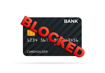 Bank credit or debit card blocked, vector illustration.