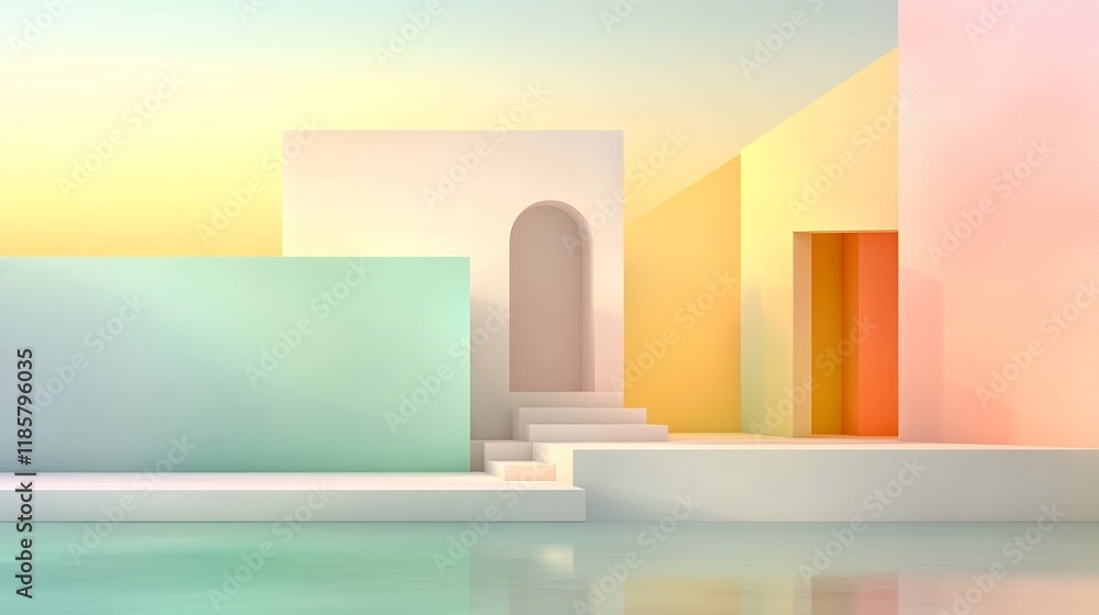 Poster minimalist and elegant pastel gradient background with a subtle textured noise overlay featuring a d