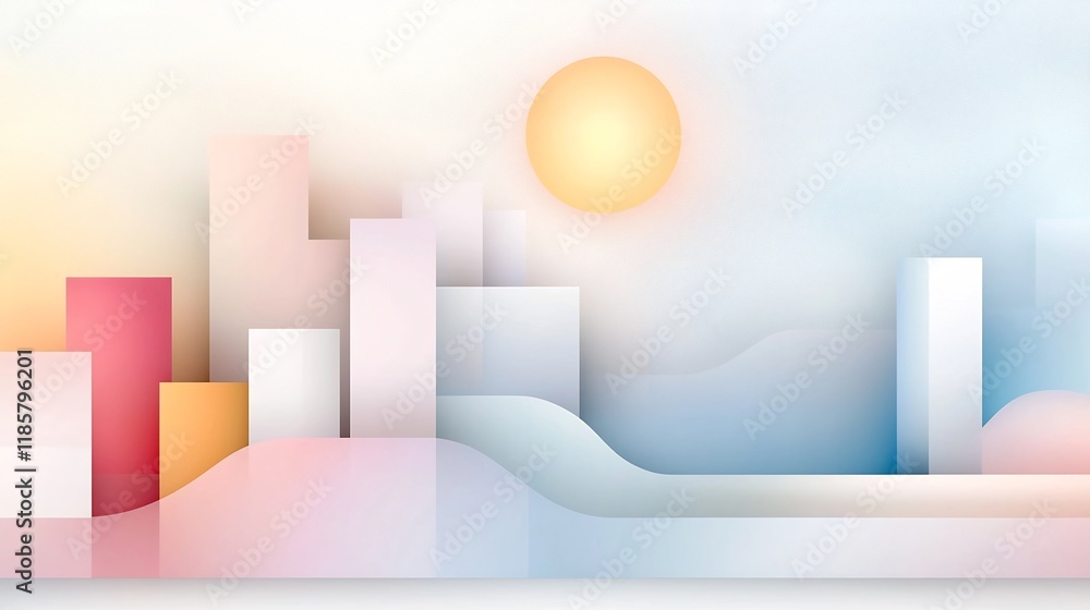 Poster minimalist pastel gradient background with a subtle textured noise overlay featuring a modern and el