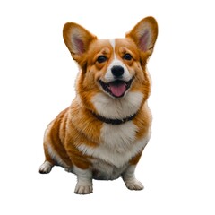 A full view of a beagle dog, walking with its nose close to the ground, isolated on a white background, highlighting its curiosity and alertness playful corgi puppy with perked ears and joyful 