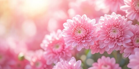 Close up view of pink chrysanthemums flowers, showcasing the beauty and detail of pink chrysanthemums in selective focus for a vibrant floral display. Pink chrysanthemums captivate with their charm.
