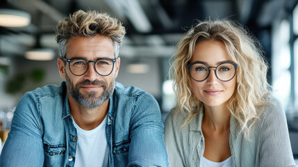 Collaborative professionals smiling in modern workspace, showcasing teamwork