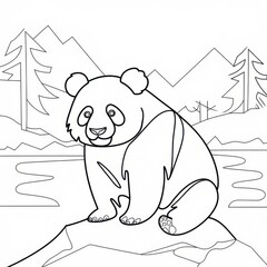 Minimalistic Outline Stroke Art of a Panda, Drawn with Clean, Precise Black Lines on a White Background for a Contemporary and Elegant Look