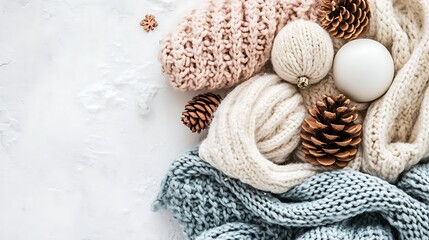 Cozy Winter Knitwear With Pine Cones And Ornaments