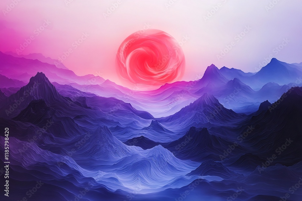 Poster dramatic and ethereal digital art landscape depicting a surreal data driven visualization of atmosph