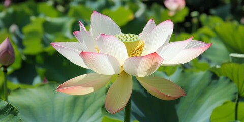 Experiencing a lotus flower up close offers a magical encounter. The beauty of the lotus flower captivates, making its delicate features a true marvel to appreciate and explore.