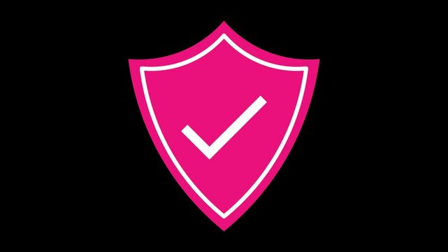 Cybersecurity Sheild Symbol with Tick Mark, Protection, Security Sign Animation 4k Resolution with Alpha Channel