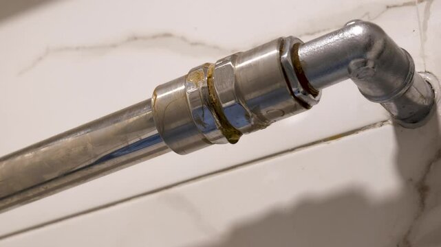 Close-Up of Dripping Water Pipe