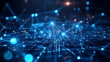 Obraz premium Abstract Blue Network Connection Digital Technology Background