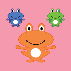 cute cartoon frog. Adorable little frog smiling Simple vector illustration in flat style.