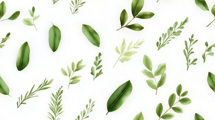 Naklejka premium Intricate Pattern of Green Plants and Leaves Created with Pencil Sketches for Nature-Inspired Designs