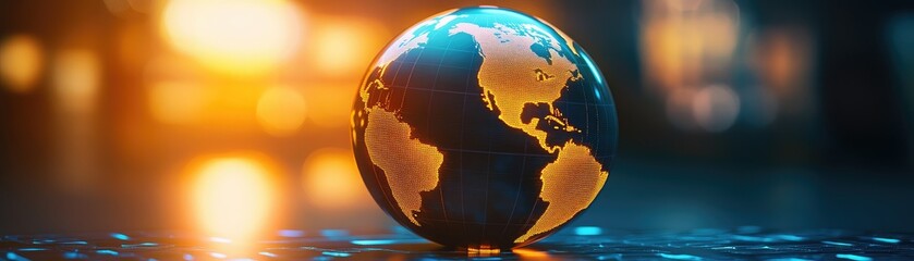 Fototapeta premium Glowing globe against a blurred background, symbolizing global connection and exploration.