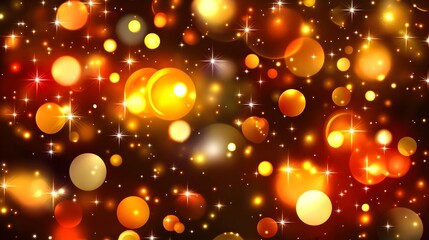 Festive Golden Bokeh Lights  Sparkling Stars Background