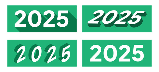 Fototapeta premium 2025 happy new year with different styles. Flat design illustration