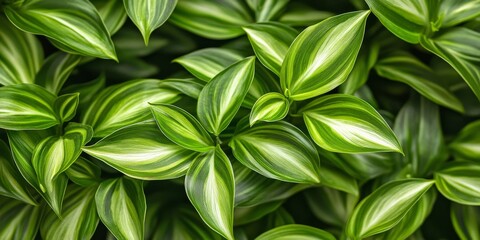 Obraz premium Vibrant green Wondering Jew Tradescantia fluminensis showcasing lush foliage and unique texture, ideal for enhancing any space with its beautiful green hues and captivating presence.