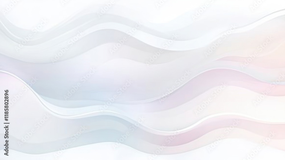 Poster holographic foil on a bright white background with subtle pearlescent gradients, creating a modern a
