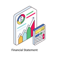 Financial statement isometric Colored illustration. EPS File stock illustration 