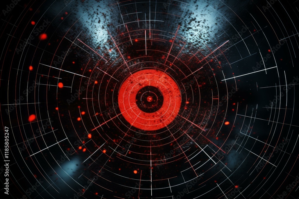 Poster futuristic head up display - hud - interface with a red target and data analysis system, ideal for t