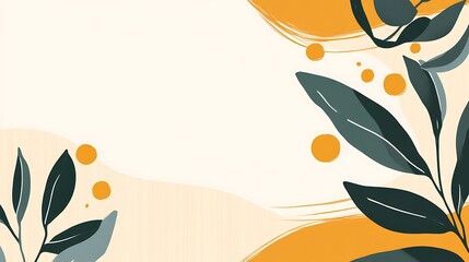 Abstract Botanical Illustration with Orange and Green Hues