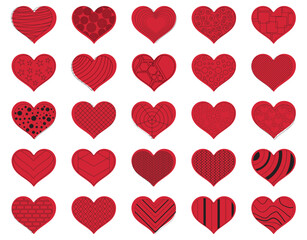 Hearts with Patterned Black Lines