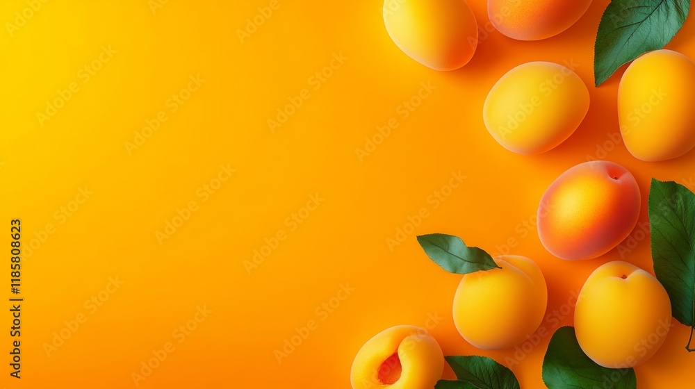 Poster close up of a bunch of oranges and leaves. the oranges are arranged in a circle with the leaves in t