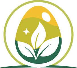 illustration of a leaf and egg icon ,Vector design