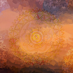 central mandala artistic decorative design wall mural use as a print, pattern, backdrop, background or graphic left elements © zdesignworks