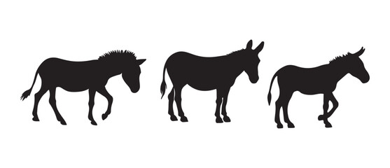Donkey Animal Silhouettes ,Donkey silhouette vector illustration, Donkey silhouettes vector illustration