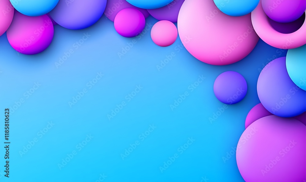 Aufkleber blue background with a bunch of colorful spheres. the spheres are of different sizes and colors, and