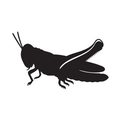 Silhouette grasshopper Insect animal black vector illustration ,Grasshopper silhouette vector illustration, Bugs Vector Silhouette