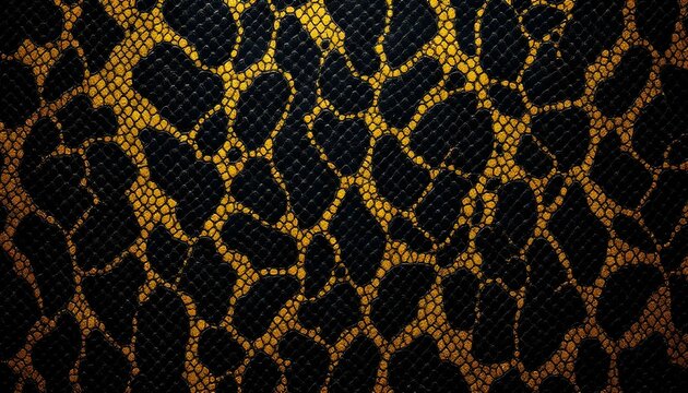 Black and gold patterned background featuring a seamless snake skin texture in a reptile design