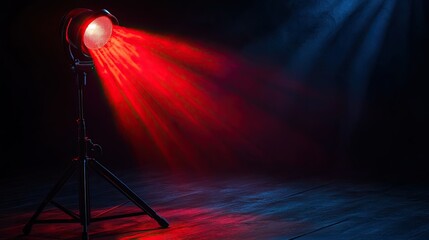 Red Spotlight Illuminating Dark Studio Setting
