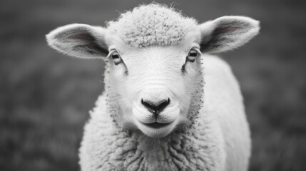 Obraz premium Close-up monochrome portrait of a young sheep.