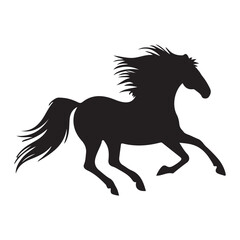  silhouette of a running horse, Drawing the silhouette of horse , Horse Icon 