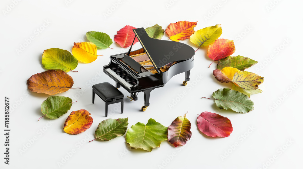Poster piano symbol in laurel wreath isolated on white. jpeg version also available in gallery